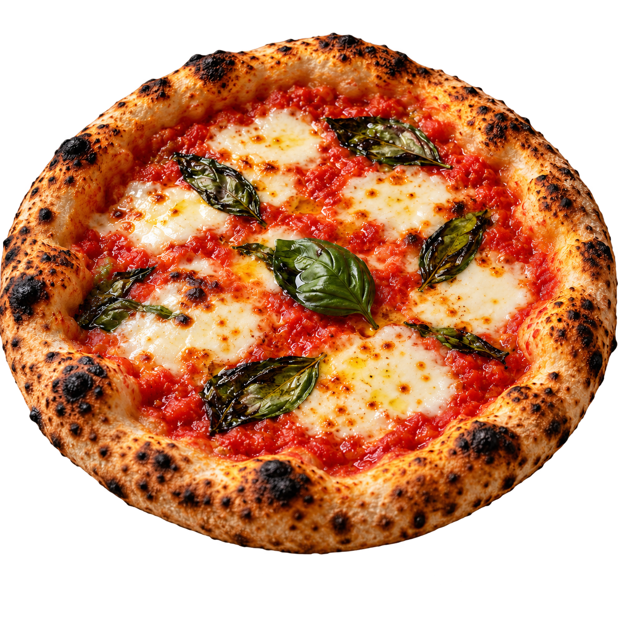 Tabaktan hafifçe yükselen taze Margherita pizza
